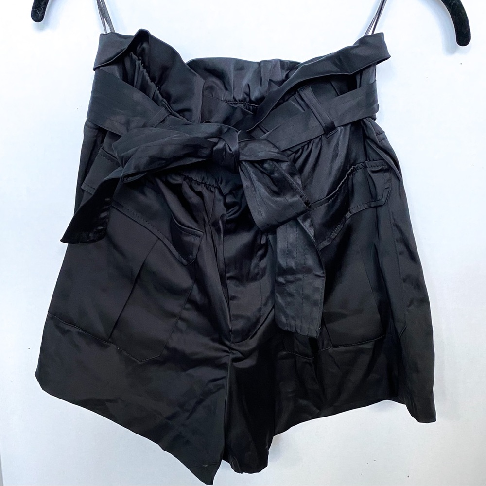 Zara Black High-Waisted Paperbag Shorts